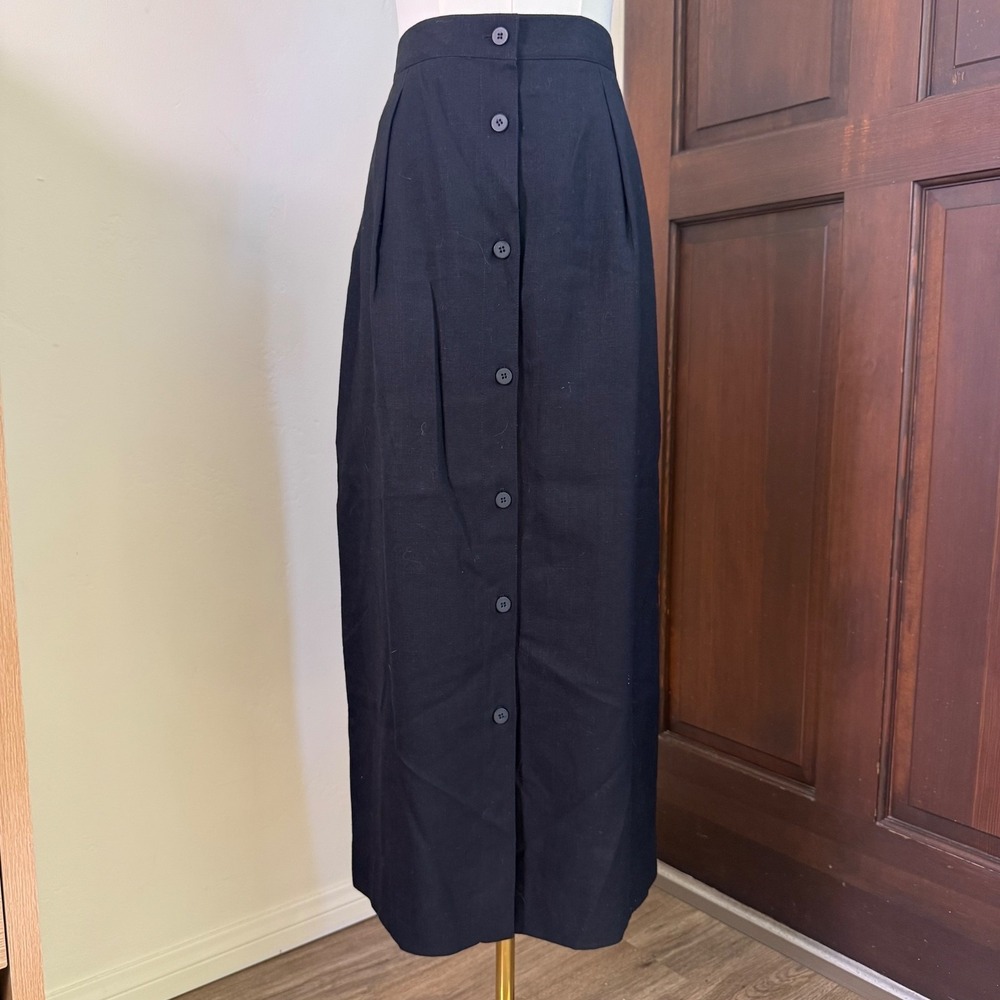 Jones New York Black Button-Front Maxi Skirt